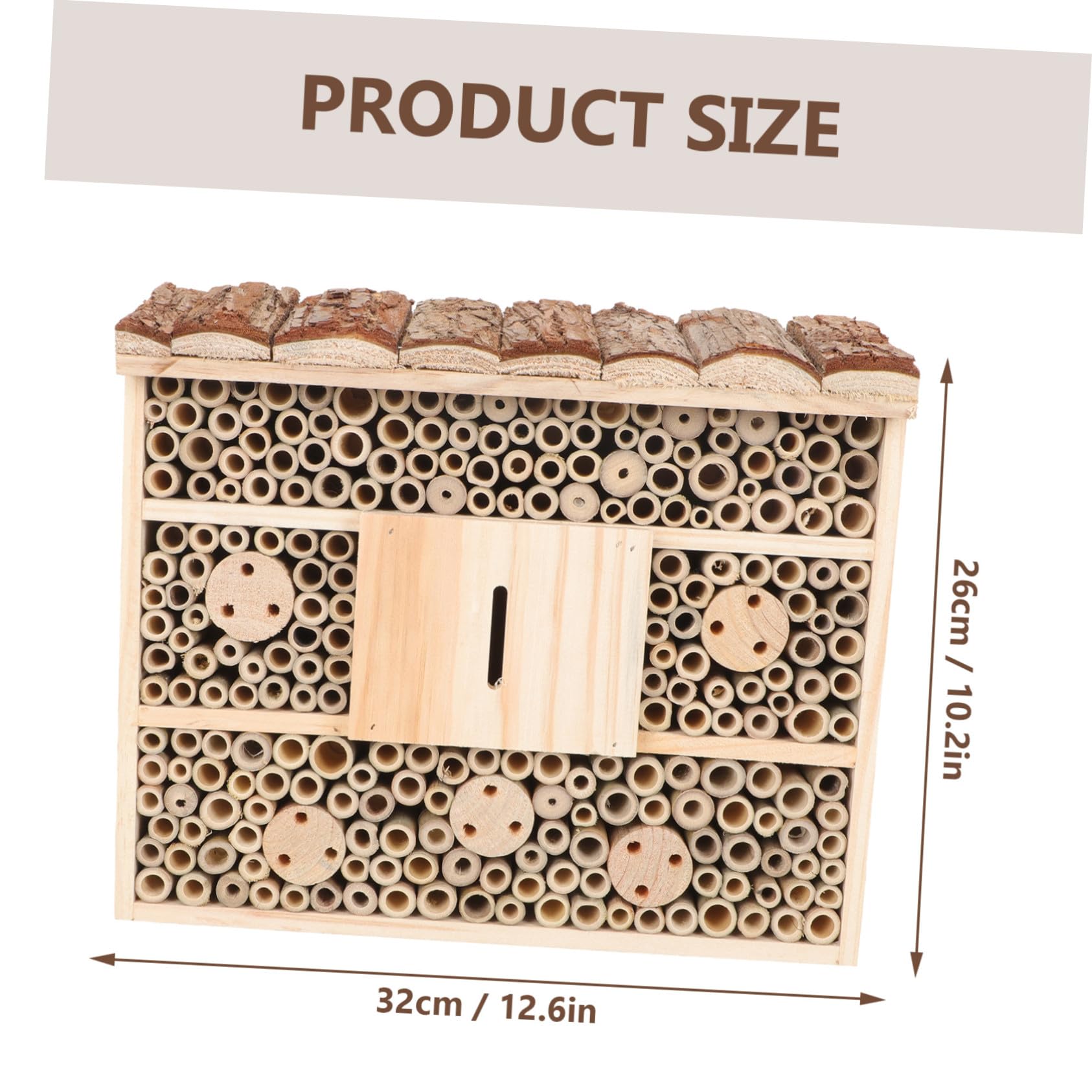 ORFOFE Hotel per Insetti in Legno Casa di Legno Beige da Giardino, Supporto Nidificazione e Attrazione Insetti Utili