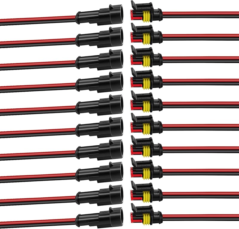 Conector elétrico automotivo à prova d’água BFXM, 2 pinos, 16 AWG – 10 conjuntos