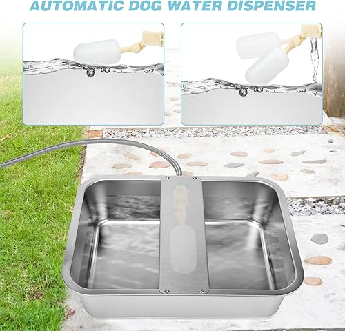 Miniatura 5 de Dispensador automático de agua para perros de 5 galones, dispensador de agua grande para perros al aire libre, tazón de acero inoxidable para