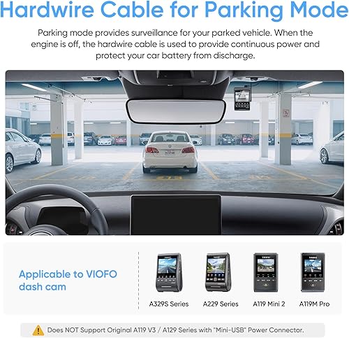 Miniatura 2 de VIOFO HK4 Acc - Cable de cable duro USB-C para cámara de tablero A329/A229/A119Mini2/A139Pro/WM1/T130 Dash Cam, protección de bajo voltaje para modo