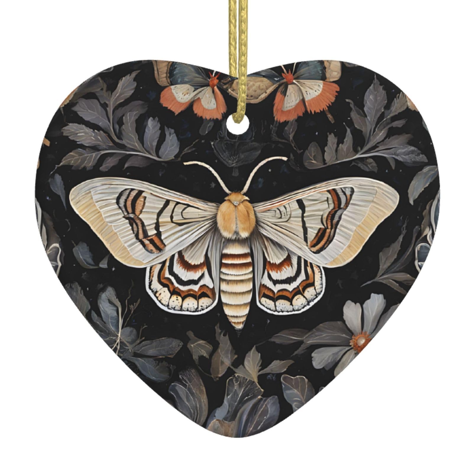 Aspoijhn Beautiful Moth (Beautiful Moth) Christmas Tree Ceramic Hanging Heart Bauble Ornaments Festive Xmas Pendant Decorations For Party Home Decor