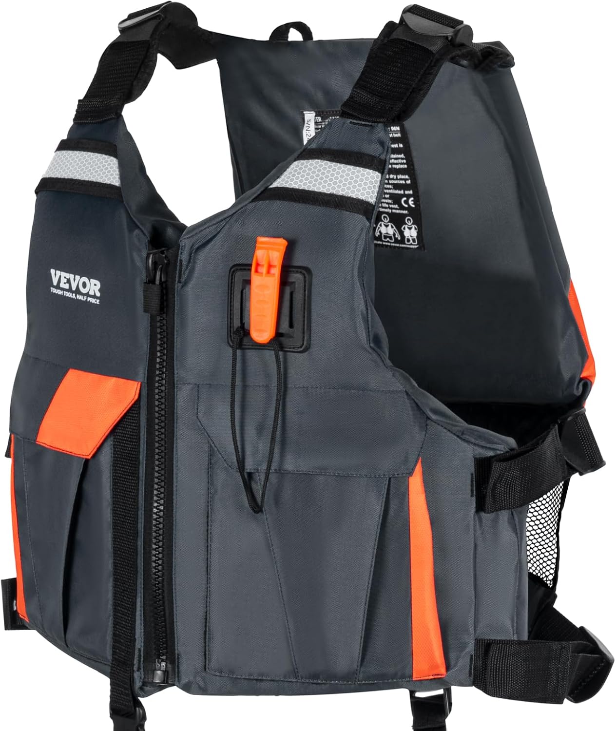 VEVOR Life Vest for Watersports, Waterproof Nylon PFD with 80N Buoyancy for Fishing, Kayaking, Surfing, Men and Women