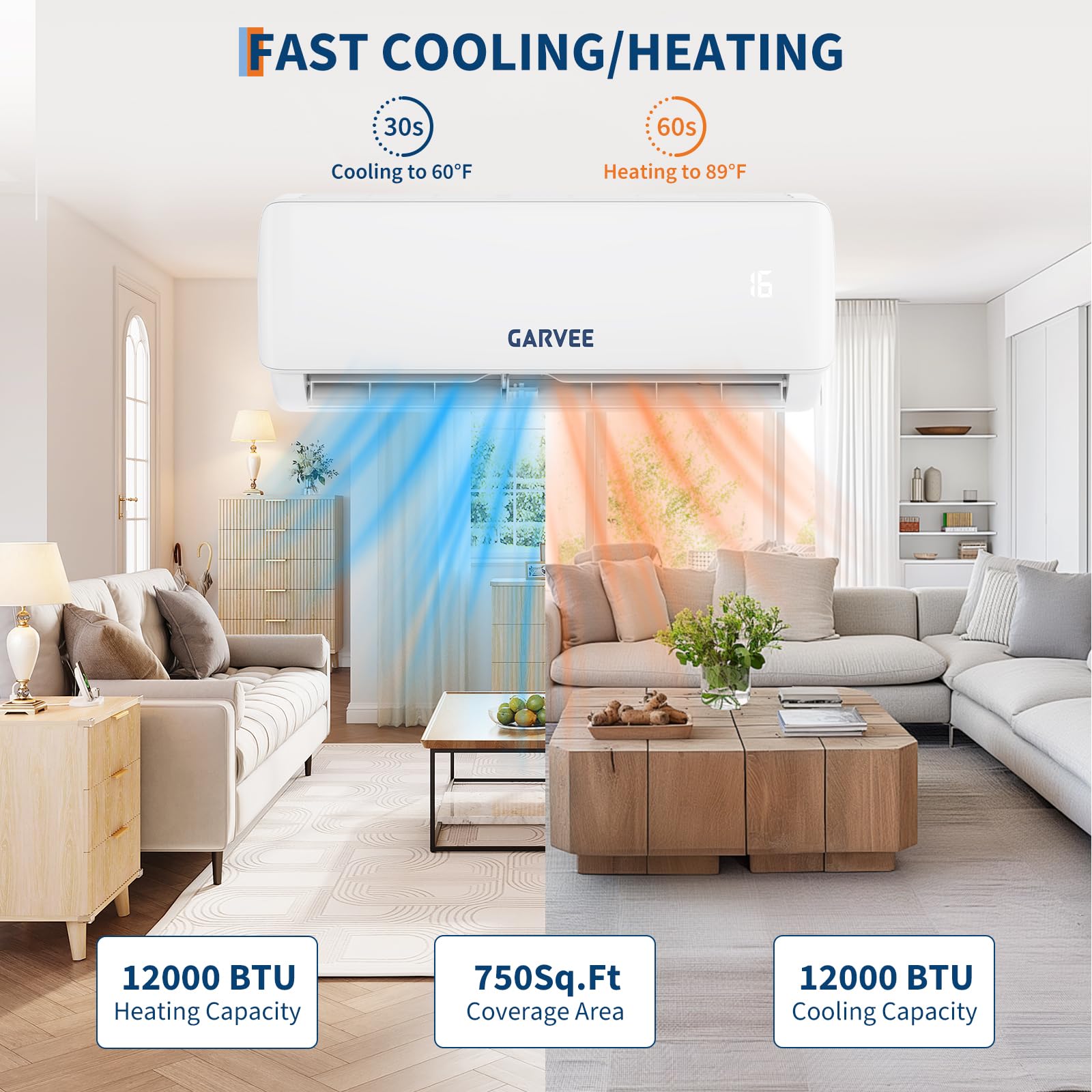 Klimaanlage Split, Kühlung und Heizung, 12000 Btu Split Klimaanlage, Inverter Klimagerät, Wifi & App Klimaanlage Wandmontage, Sehr Leise, Timerfunktion, R32 Kältemittel, Energieeinsparung, bis 110qm