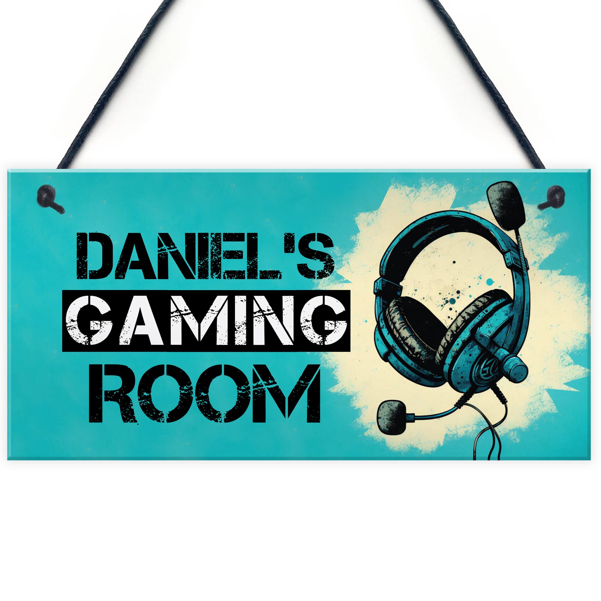 Red Ocean Gaming Room PERSONALISED Sign - Boys Bedroom Signs - Gamer Gifts For Son, Brother - Games Accessories For Boys Bedroom, Games Room, Man Cave