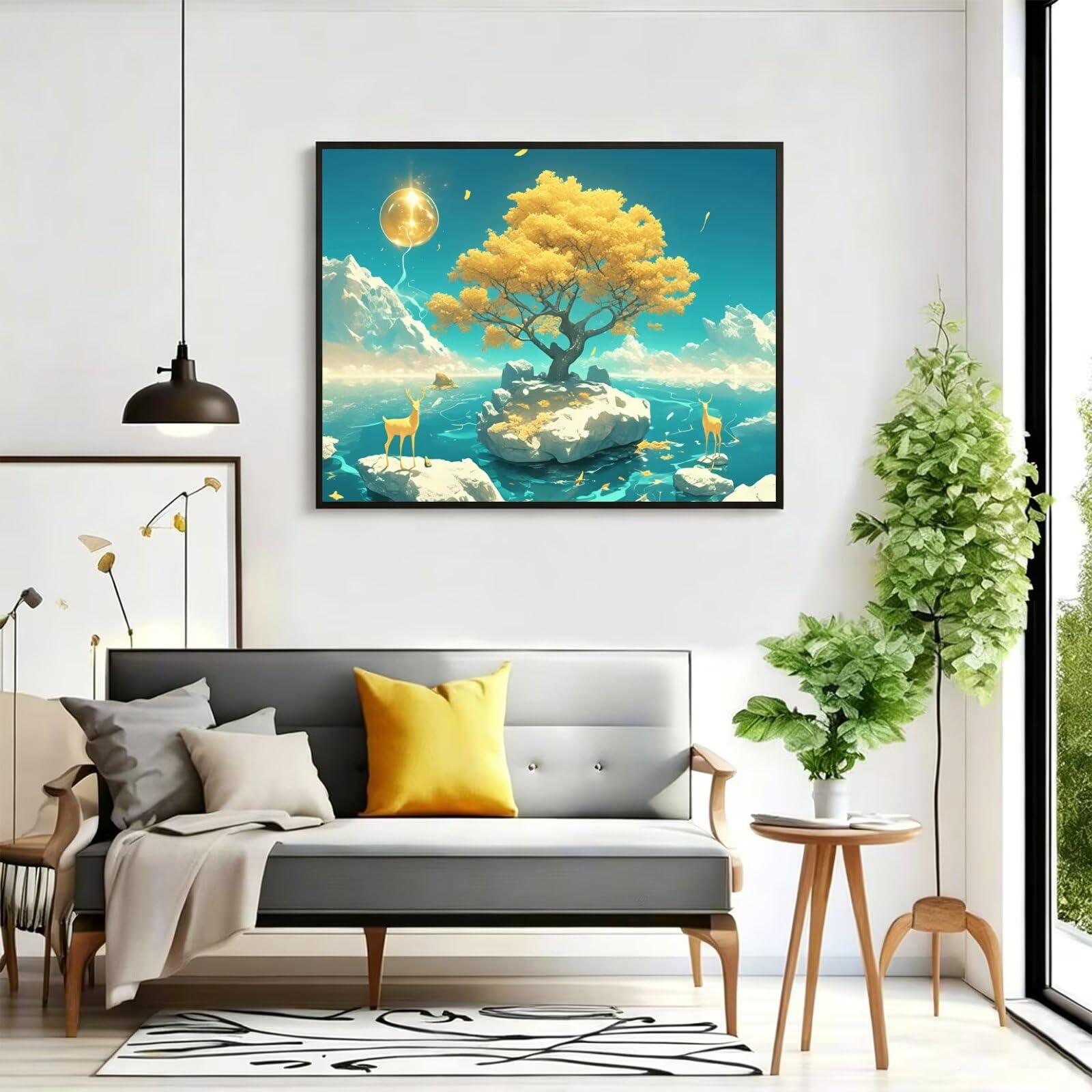 Pintar por Numeros árbol Pinturas Acrilicas animal Pintura por Numeros Adultos Lienzos para Pintar, Pintura Acrilica Manualidades, Decoración para Hogar, Regalos Cumpleaños, 90x120cm Sin Marco, q-808