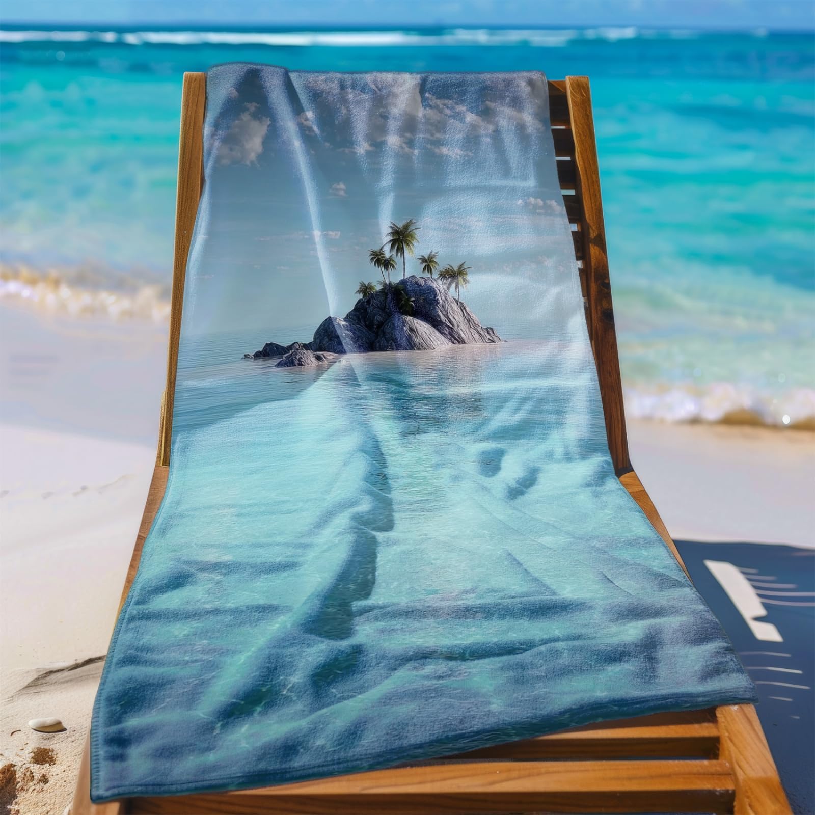 Beach Towel Island Ocean Microfibre Towel for Women Men,Gym Towel for Travel Swim Camping,Quick Fast Dry,Travel Essentials,Swimming