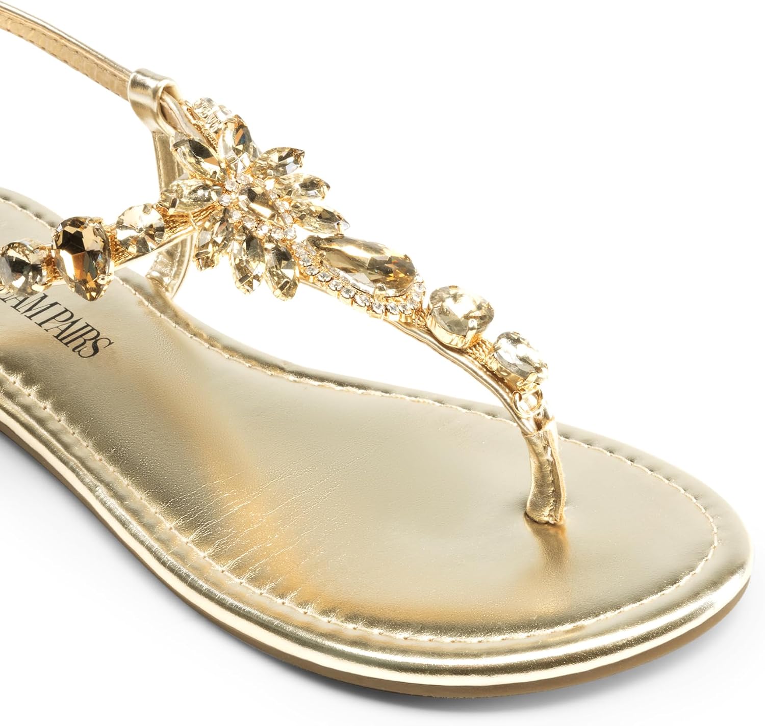 DREAM PAIRS Flat Sandals for Women Dressy Rhinestone T-Strap Thong Flat Sandals for Summers Dress Beach - Image 6