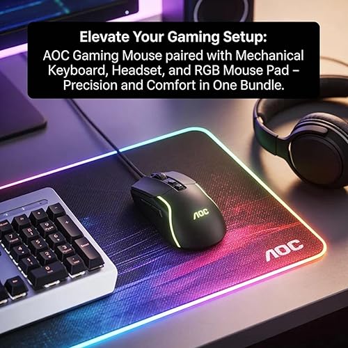 Miniatura 7 de AOC GM170 - Ratón para juegos con cable, ergonómico negro, mouse USB con cable para computadora con 7 botones, mouse óptico ajustable de 7200 DPI