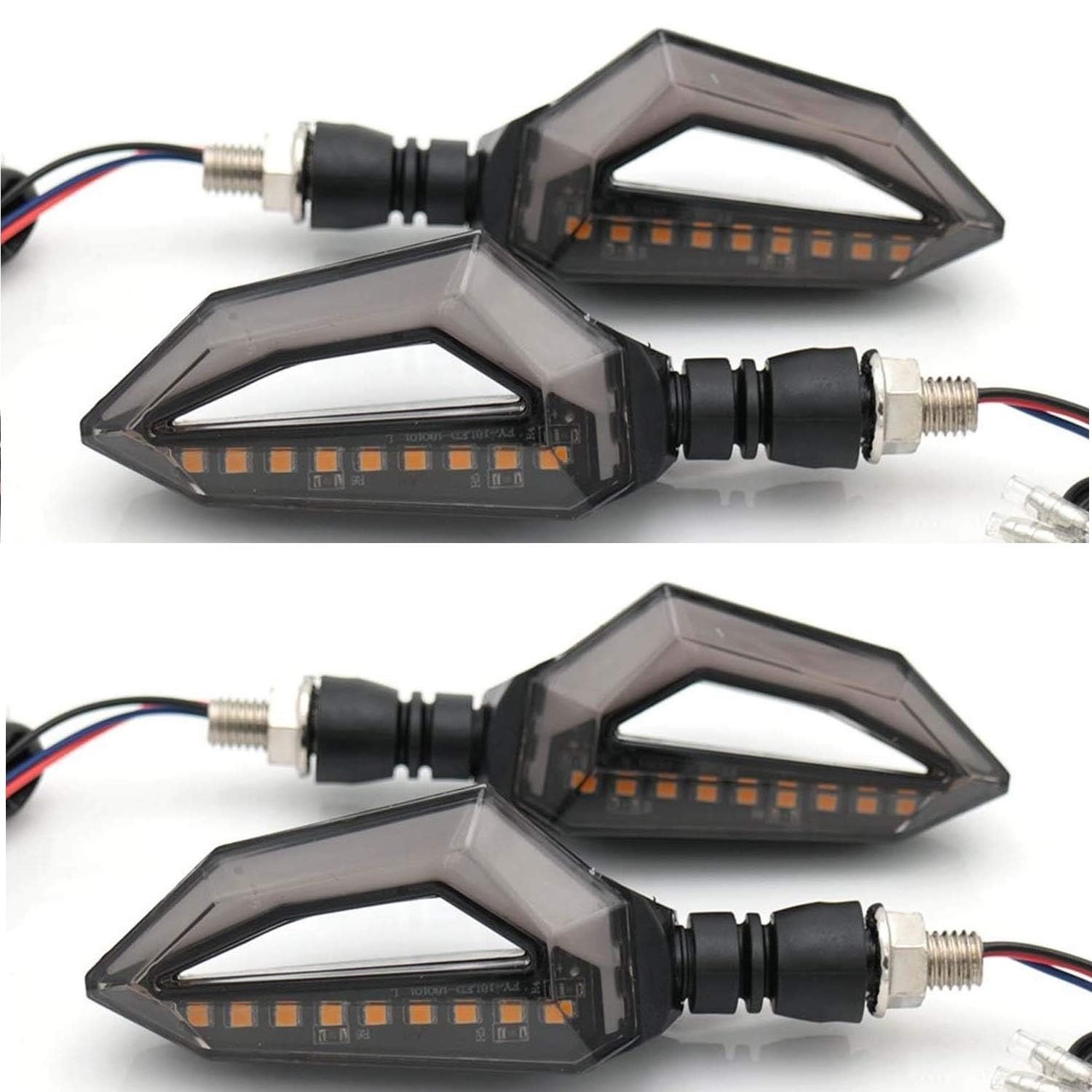 Front & Rear Side D Shape Yellow & Blue Motorcycle Bike Indicator Lights Led Bulb Turn Signal Bilnkers Light Set of 4 For Yamaha FZ X-image-24