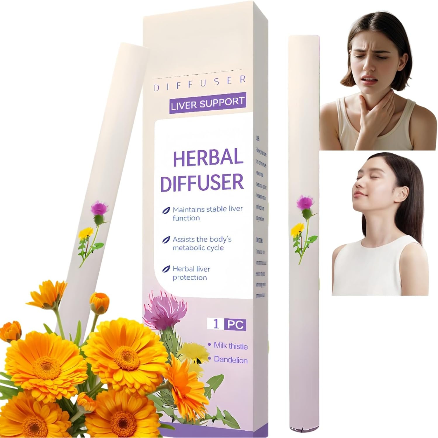 2PCS Herbal Lung Cleansing Inhaler,Flavoured Air Device,Q/uit Go Inhaler,Portable Air,Freshener for Breathing,Sleep for Relaxation,Gentle Formula Use for Lung,Natural Herbal Ingredients,Purple