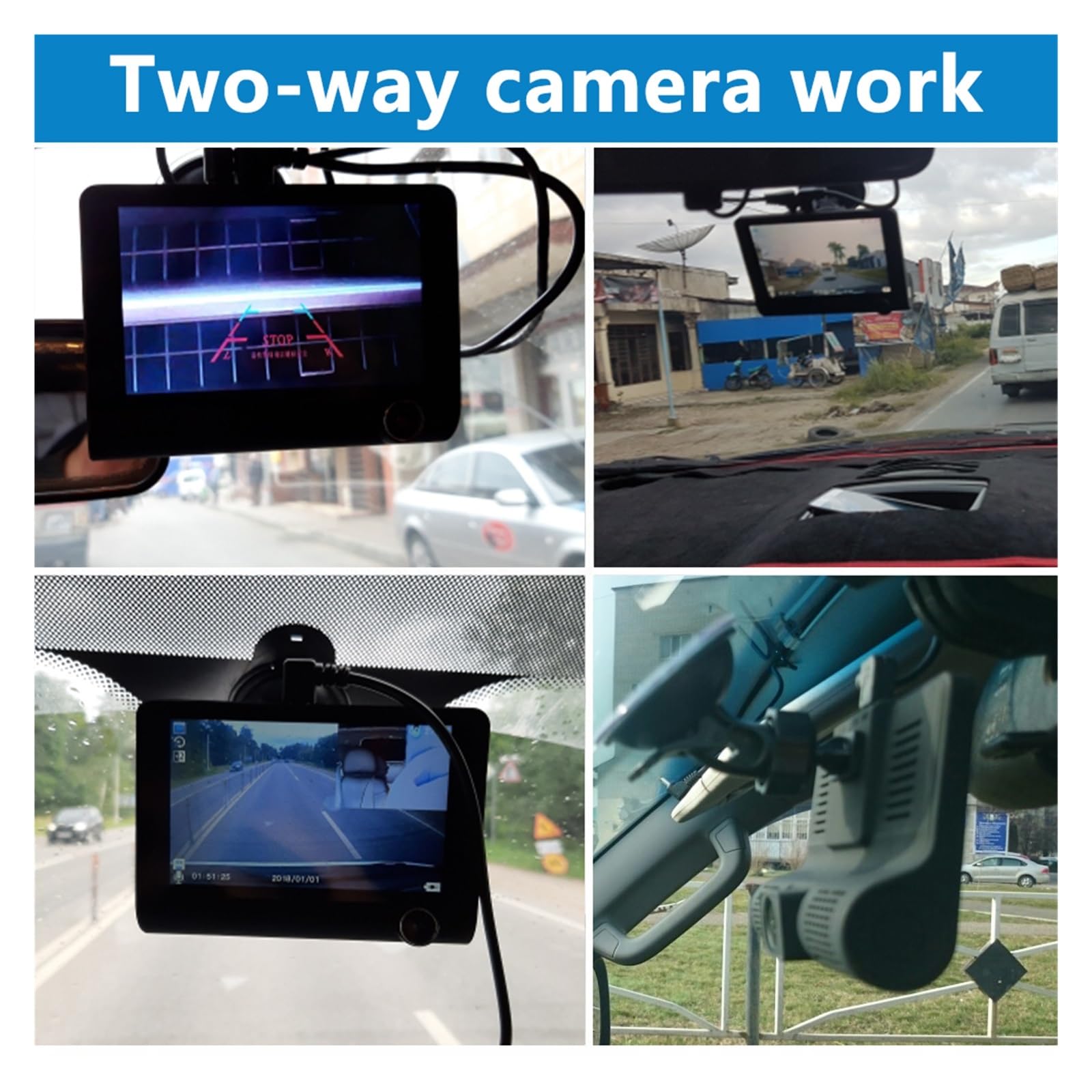 Wideorejestrator samochodowy 3 kamery 4,0 cala kamera na deskę rozdzielczą rejestrator wideo rejestratory z 3-drożnymi kamerami Nagrywanie W RozdzielczośCi Ultra Hd(Buck Line-3 Cameras,None)