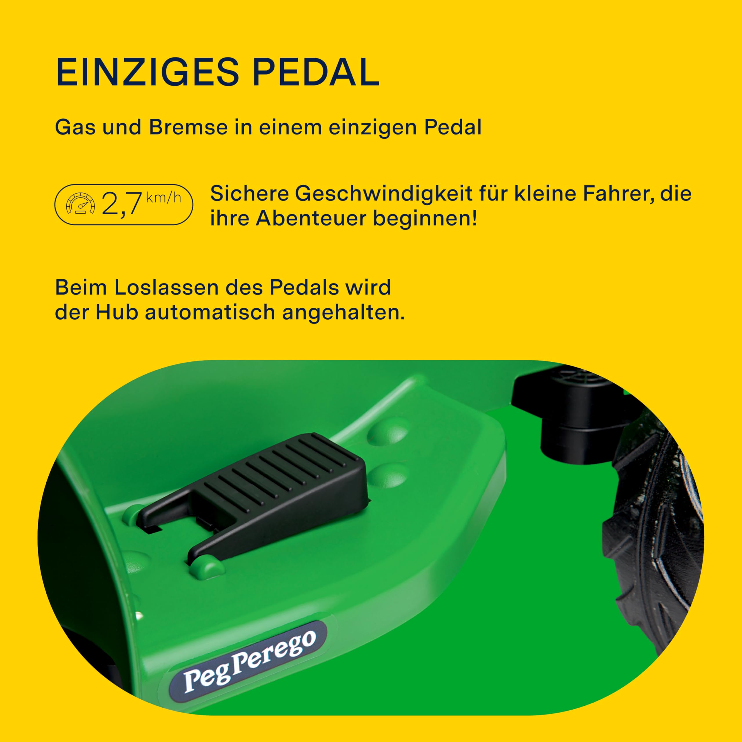 Peg Perego John Deere Mini Traktor – Elektrischer Kindertraktor 6V ab 1 Jahr mit wiederaufladbarer Batterie, LED-Lichter, Hupe, Geräusche und Melodien