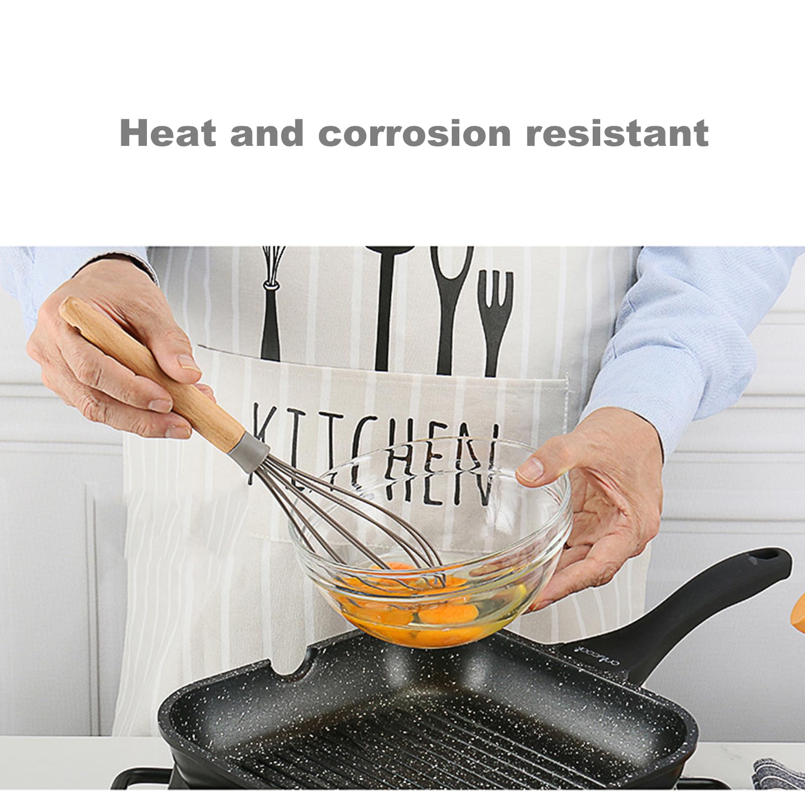 Küchenhelfer Set, 10 Stück Silikon Kochutensilien Kochbesteck Set, Hitzebeständiger Kochgeschirr Mit Aufbewahrungseimer,Antihaft Kochset Küchenutensilien Mit Holzgriff, Tongs, Whisk, Spatula