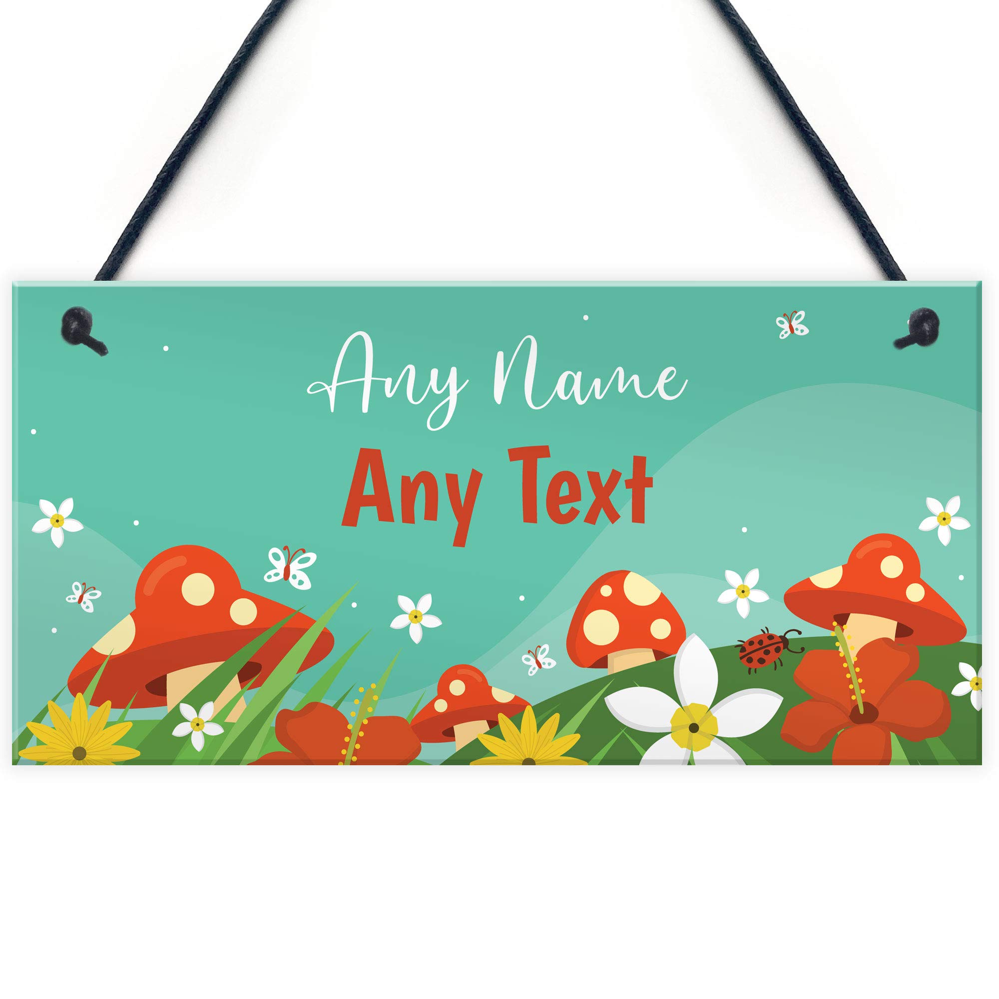 Red Ocean Personalsied Any Name Text Fairy Garden Hanging Plaque Sign Shed Summer House Decorations