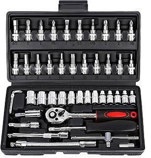 Socket Set 46 Piece - 1/4 Socket Set, Socket Sets Sockets & Tool Sets Including Wrench, Ratchet Set for DIY Enthusiasts Car Tool Kit, Small Socket Set for Your Car Repair and Maintenance Needs