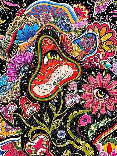 Kits de pintura de diamantes de hongos, kits de pintura de diamantes 5D para adultos y niños, kits de arte de diamantes de bricolaje, pintura de