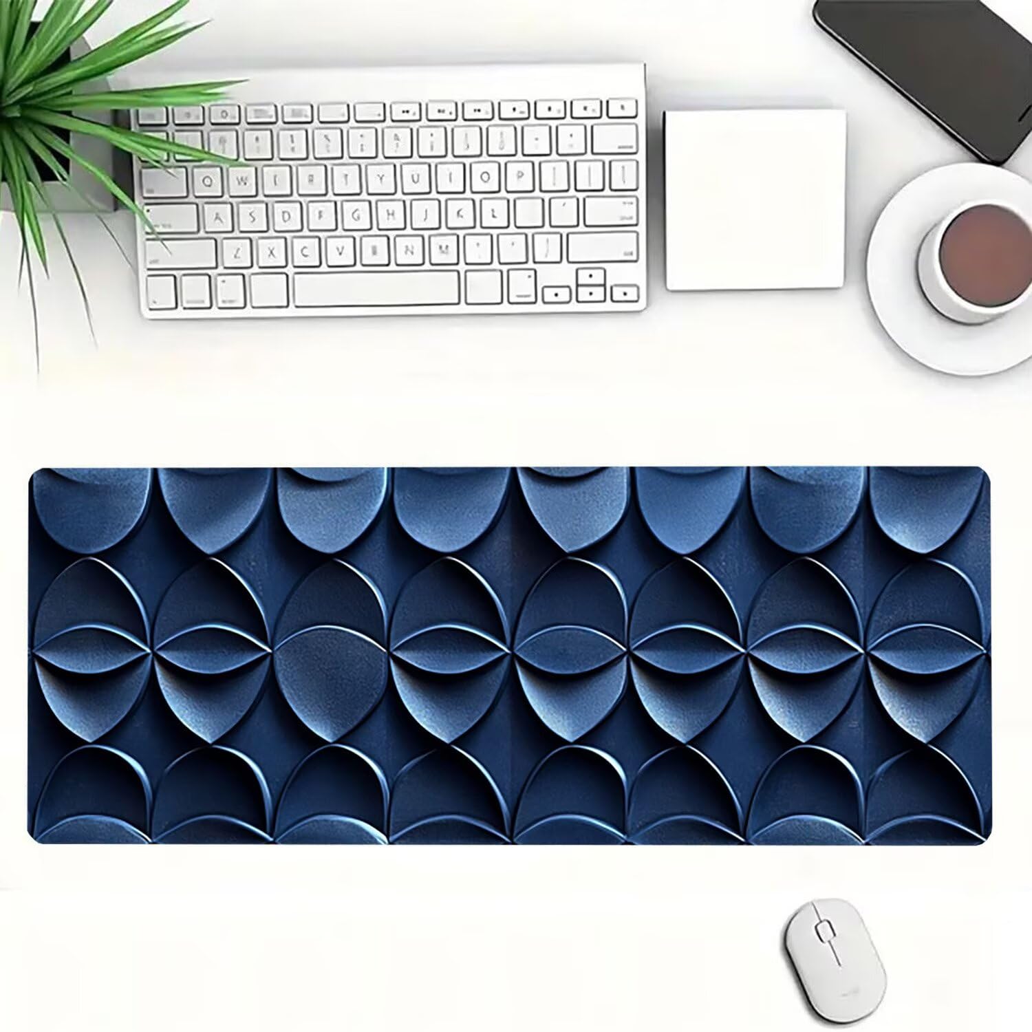 Podkładka na biurko, gamingowa podkładka pod mysz, nowoczesna, niebieska, XXL, antypoślizgowa, gumowa podkładka pod mysz, szyte krawędzie, gamingowa podkładka pod mysz XXL, do biura i domu, akcesoria