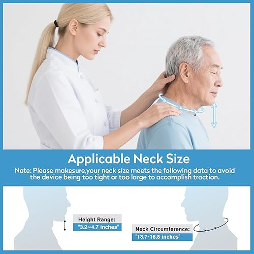 Miniatura 5 de Estirador de cuello de tracción cervical, dispositivo de tracción de cuello ajustable, alivio del dolor de cuello y hombros, soporte para el cuello