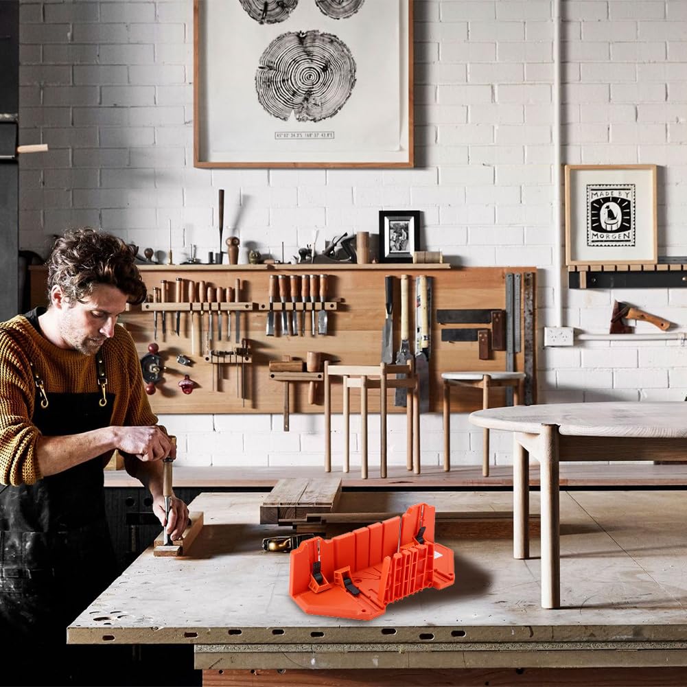 Scatola per Troncatrice, Sega Troncatrice con Bloccaggio la Lavorazione del Legno Manuale di Precisione 22,5° 45° e 90° Tipi Fessure Scat Valigetta Falegnameria Obliqua Righello Smussato Angolo Guida