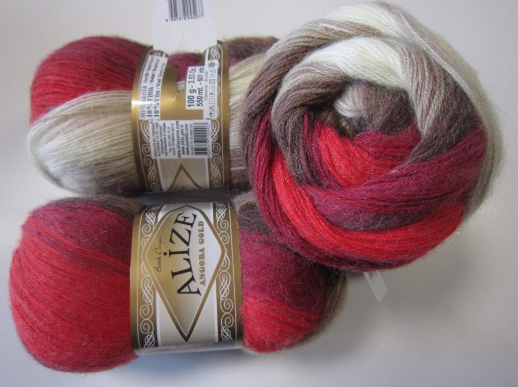 Alize Angora Gold Batik Yarn - 4 Skeins 400gr 2408yds Color Gradient For Crochet & Knitting
