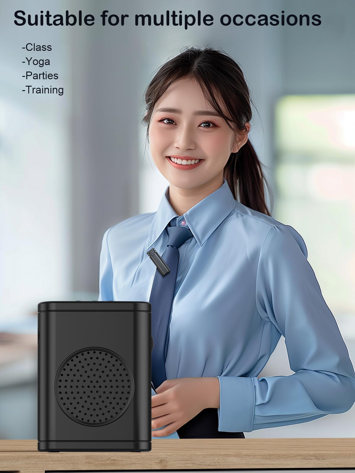 Amplificatore vocale portatile con microfono cravatta senza fili cuffie 10W batteria ricaricabile 2600mAh potente sistema audio per insegnanti, guide, allenatori, presentatori