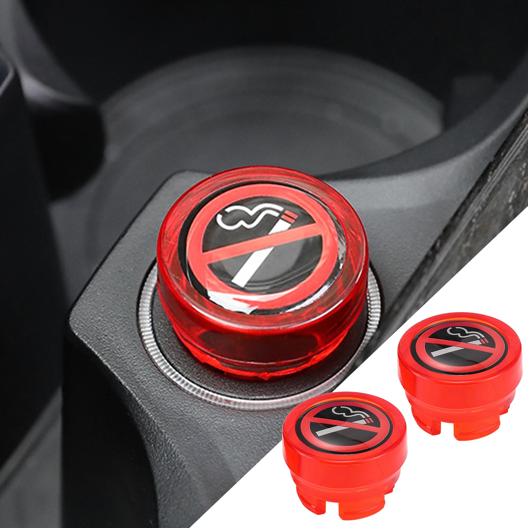 2PCS Car Cigarette Lighter Plug Cover, Dustproof Waterproof Cigarette Lighter Plug, Fits Most Vehicles Trucks Boats with Standard 12 Volt Power Source (Red/No)