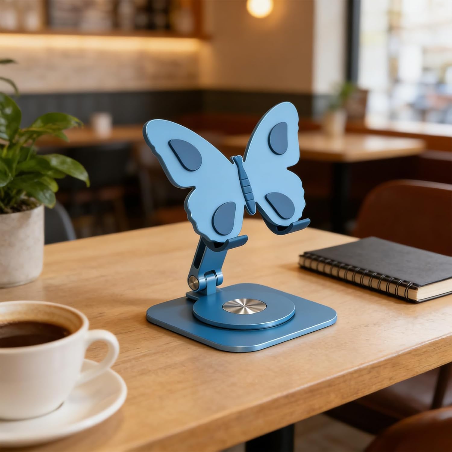 Butterfly Phone Stand, 360° Rotating Cell Phone Holder, Height & Angle Adjustable Cell Phones Stand, Foldable Aluminum Alloy Bracket, for Desk Home Office Travel (2pcs)