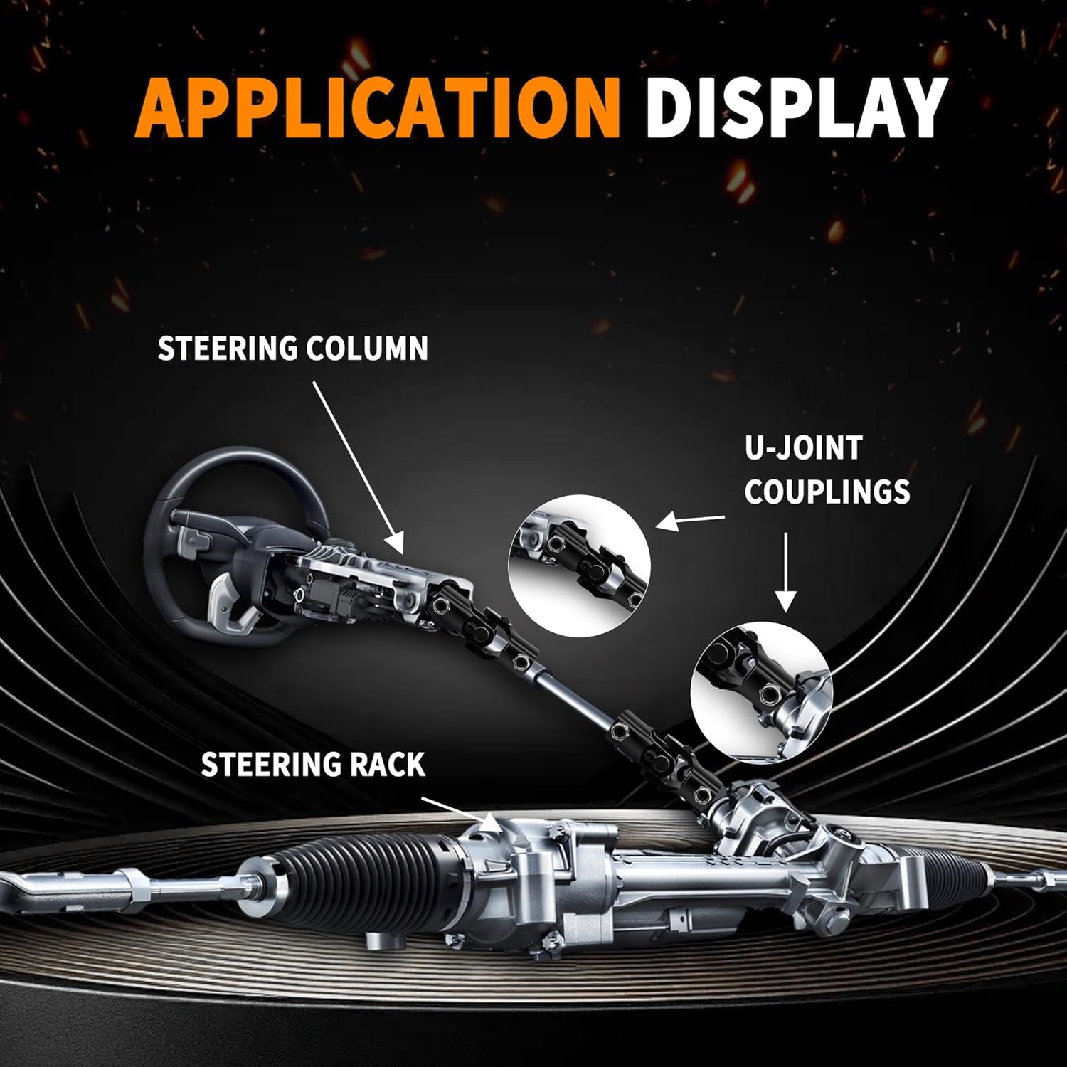 9/16" -26 Spline X 3/4" DD Black Steering Universal Joint Single U Joint Shaft,Total Length: 96mm (3-3/4")