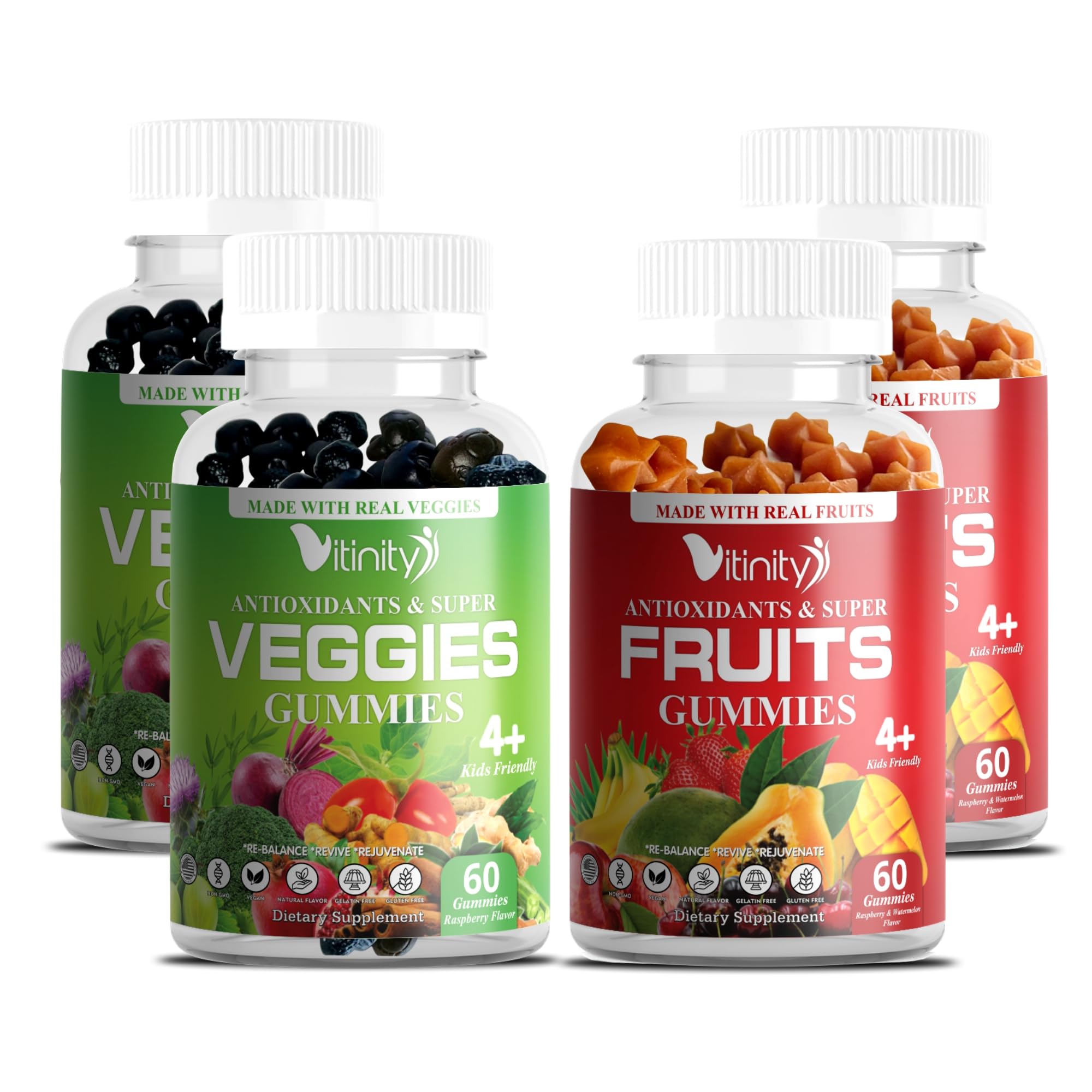 VITINITY Fruit and Veggies Supplement Gummies – Greens Gummies with Real Fruits & Vegetables – Vegan Fruit Gummies & Super Greens Gummies for Adults & Kids, 60 Count (30 Day Supply) — Amazon image 10