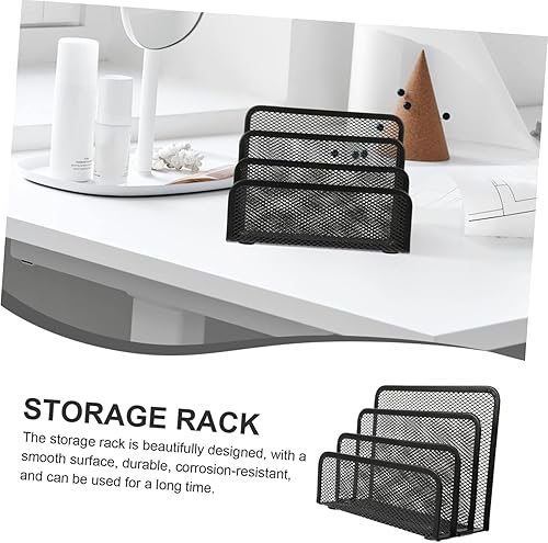 Miniatura 9 de Tofficu 2 piezas de soporte de archivos de hierro forjado, estantería de metal negro negro, carpetas de archivos de oficina, organizador de carpetas