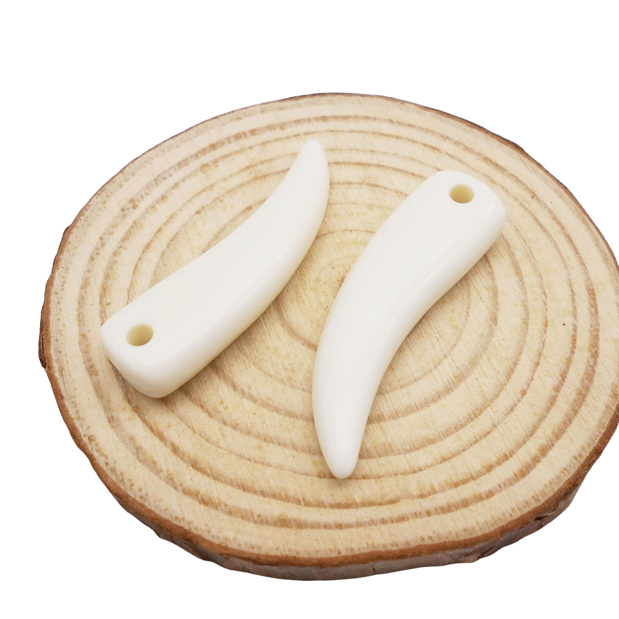 Julie Wang 90PCS Resin Wolf Teeth Charm Animal Tooth Pendant for Necklace Earring Bracelet Jewelry Making Halloween Costumes Decoration Craft DIY Supplies