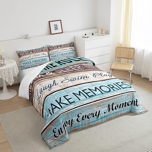 Miniatura 4 de Homewish Juego de edredón rústico de granja tamaño Queen para adultos, mujeres, hombres, adolescentes, decoración de dormitorio, juego de edredón