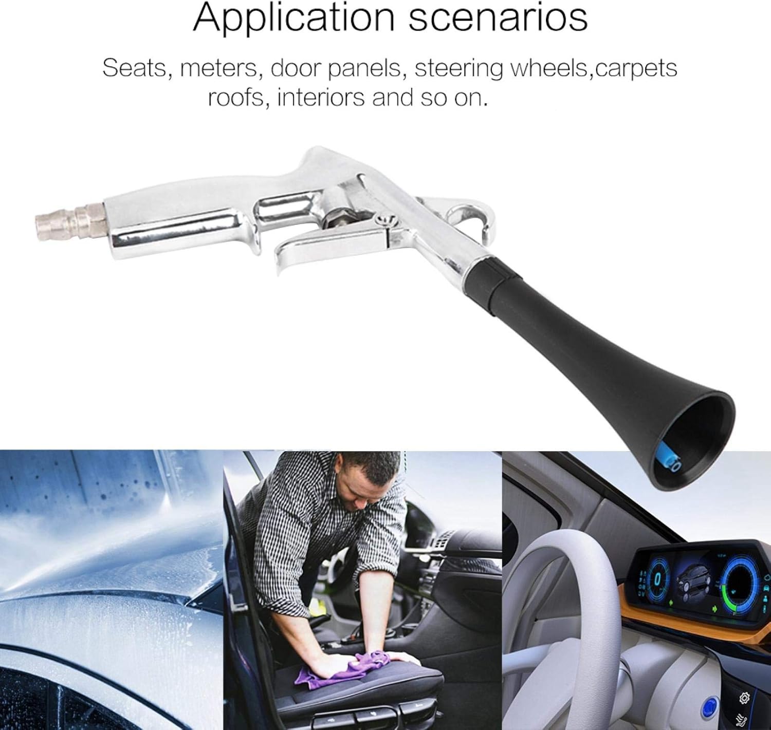 Cleaning Gun, Fydun Car Cleaning Gun Automobile Cleaning Machine Car Wash Tools High Pressure with Brush(Trumpet Head) : Automotive