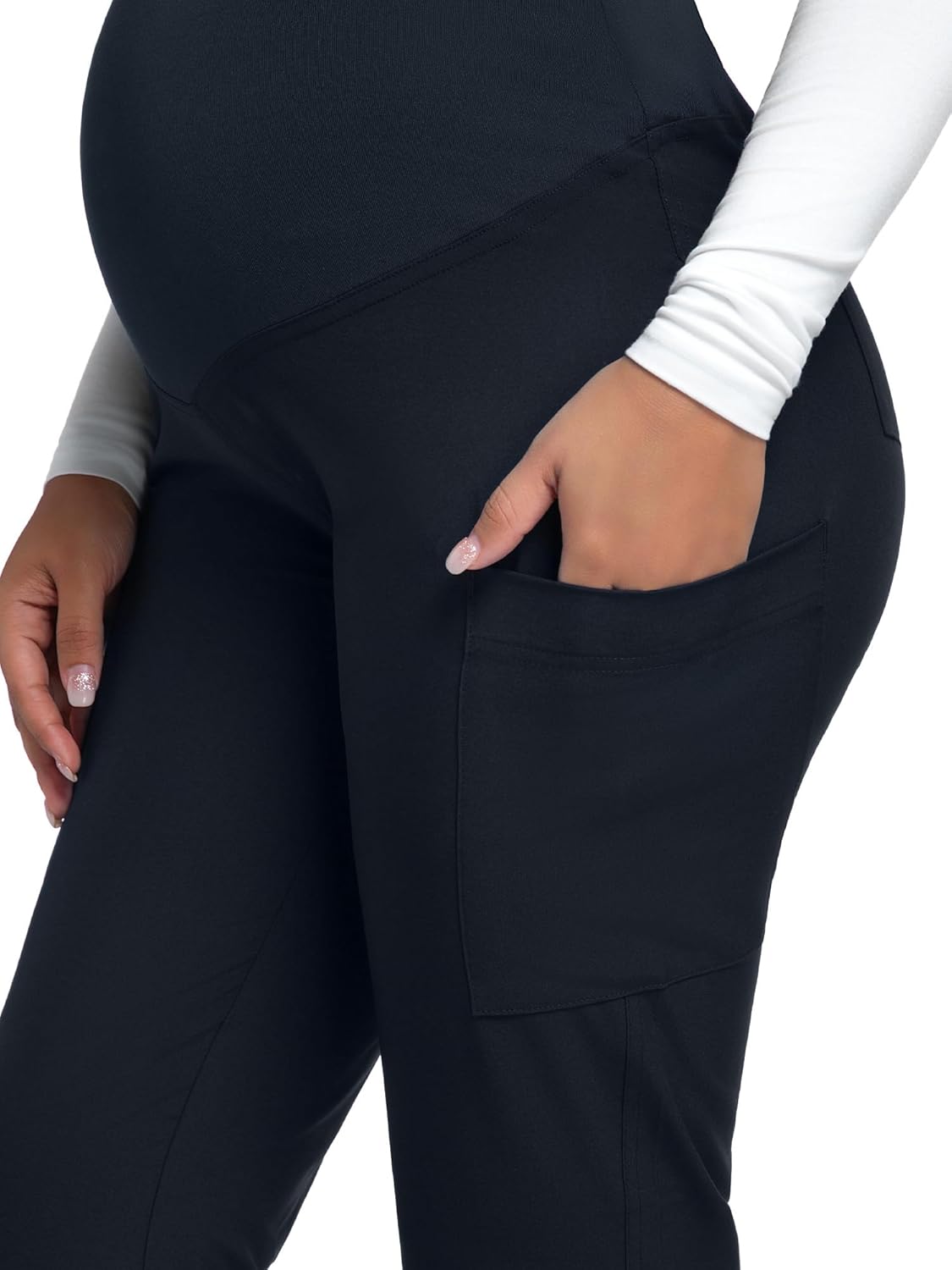 COZYFIT Maternity Scrub Pants - Pregnancy Jogger Pants for Women Workwear with Stretch Belly Panel, 4 Pockets - Image 5