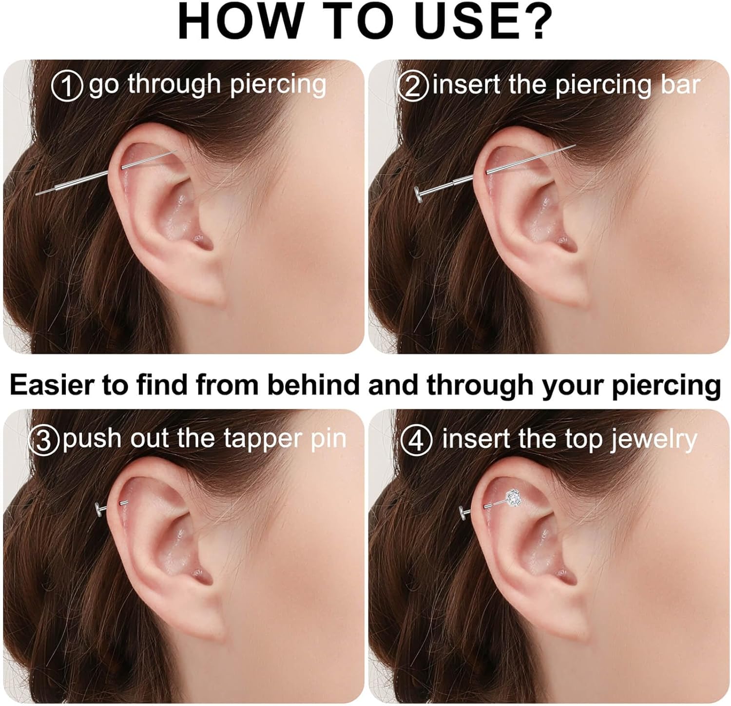 20G Threadless Flat Back Earrings Studs Nose Studs Titanium Body Jewelry for Women Men Hypoallergenic Cartilage Helix Tragus Conch Daith Rook Piercing Jewelry - Image 5