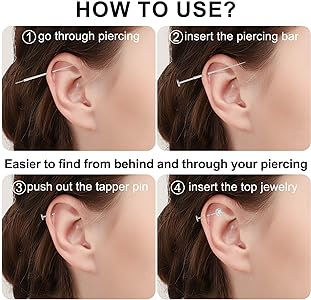 Amazon.com: Uni-J 10pcs 16G Threadless Push-in Flat Back Earrings