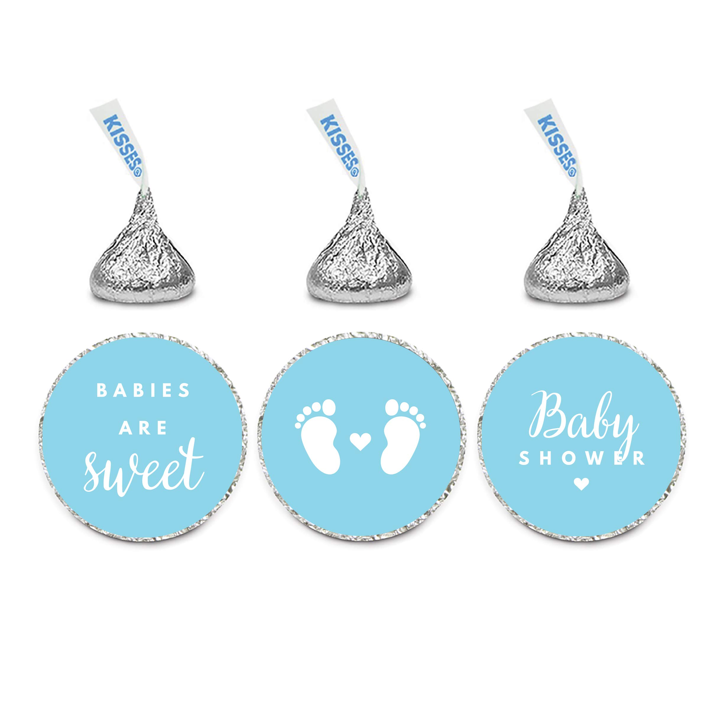 Andaz Press Chocolate Drop Labels Trio, Fits Kisses, Baby Shower, Baby Blue, 216-Pack