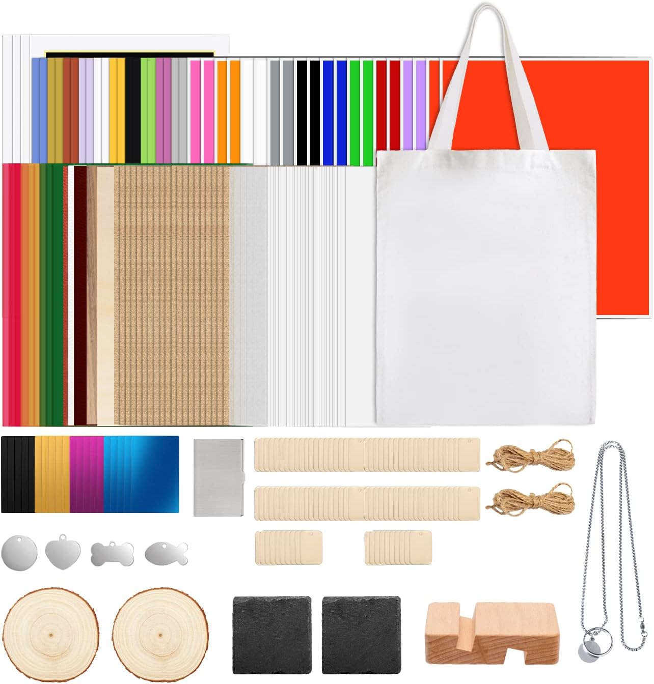 xTool M1 Premium Material Box, 245-Piece Material Box, 19 Kinds of Materials for Engraver & Blade Cutter, Includes Vinyl, Leather, Wood, Metal, Paper, Stone for Crafts & DIY