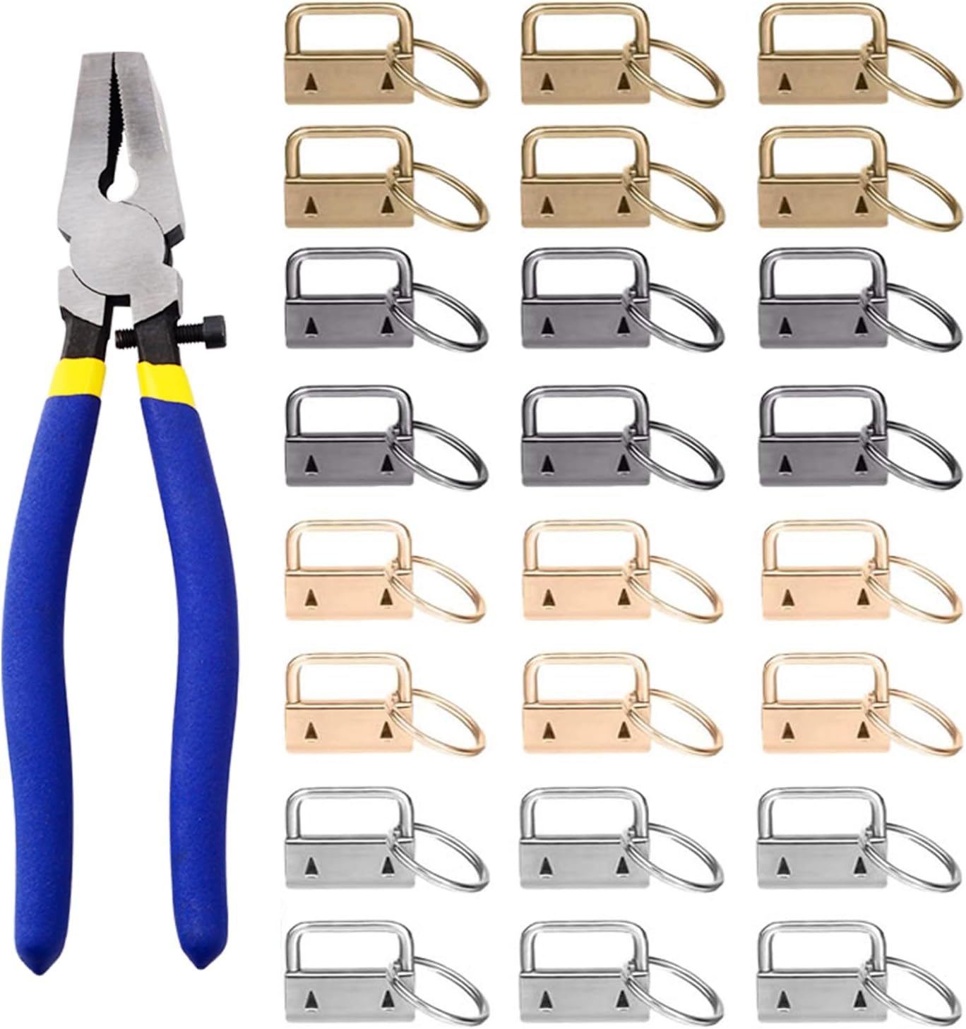 Key Fob Hardware Keychain Hardware Set Includes 1″ 4 Color Keychain Hardware with Key Rings 24 pcs and Key Fob Glass Running Pliers