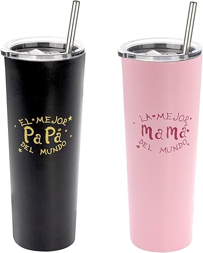 Miniatura 9 de Ezprogear Vaso de 20 oz Greatest Papa El Mejor Papa Del Mundo (20 oz, Black Papa)