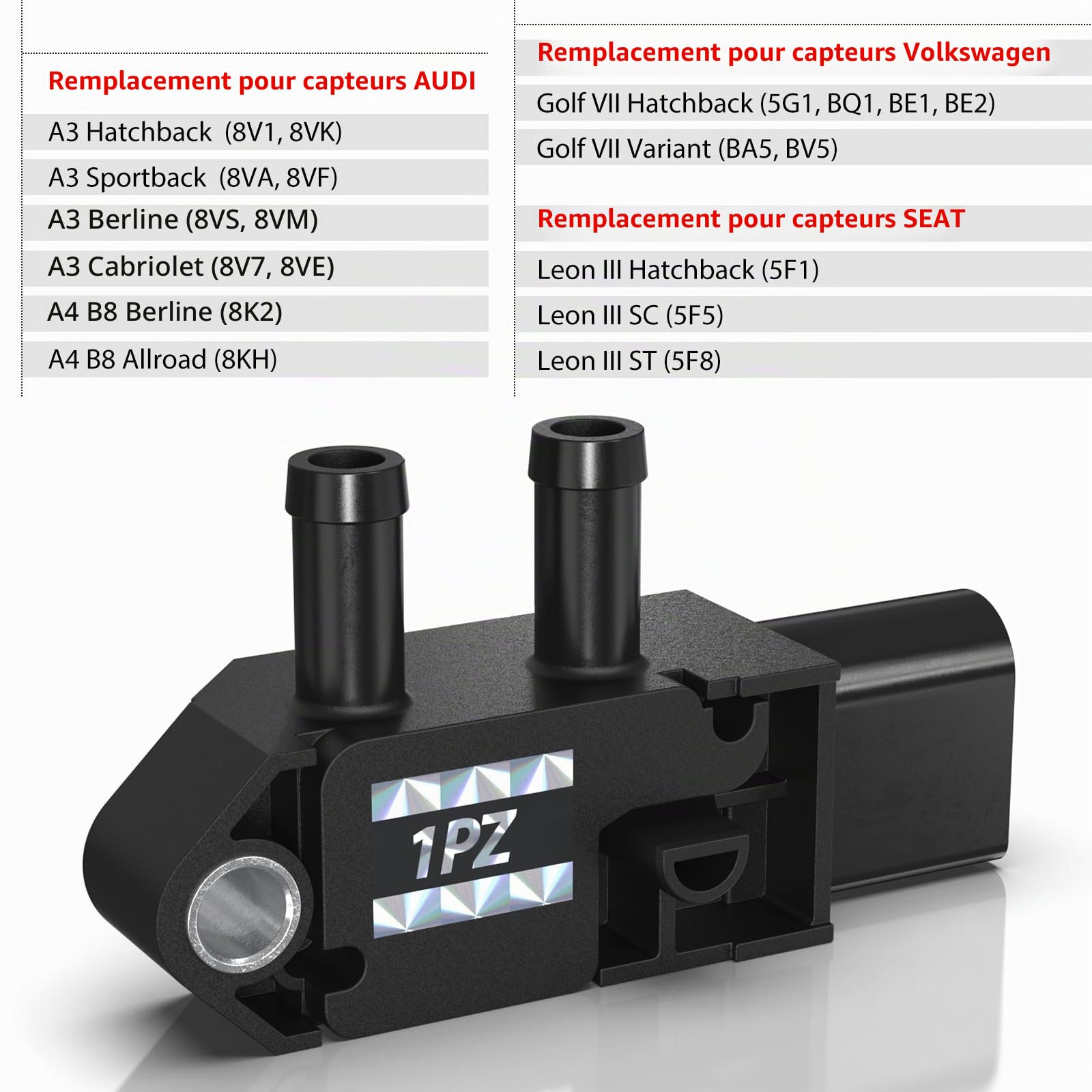 1PZ FR1-PR3 Capteur de pression 03L906051B 03L906051D 3N906051B Remplacement pour AUDI A3 A4 Volkswagen Golf VII SEAT Leon III Automobile