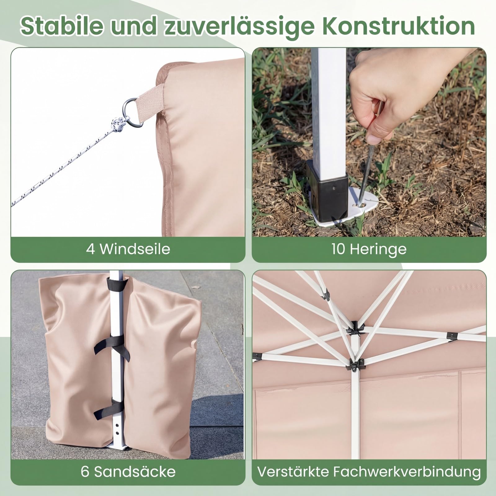 COSTWAY Pawilon składany Pop-up z metalową ramą, 6 ścian bocznych, 6 worków na piasek, liny wiatrowe i szpikulce do wbijania w ziemię, namiot imprezowy z torbą do noszenia na kółkach, na plażę, wesele