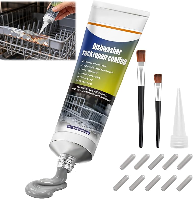 Réparation Panier Lave Vaisselle, Kit de Réparation de Panier de Lave-Vaisselle, Mastic Acrylique Gris, Convient pour l'Élimination de la Rouille et les Réparations Dans les Lave-Vaisselle, 50ml