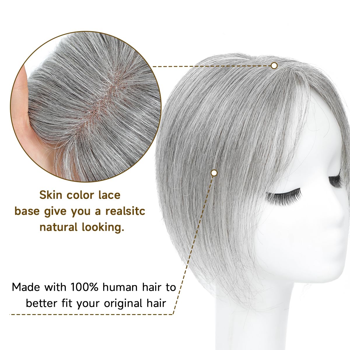 Amazon.com : forfeels Human Hair Topper For Women With  display picture 1