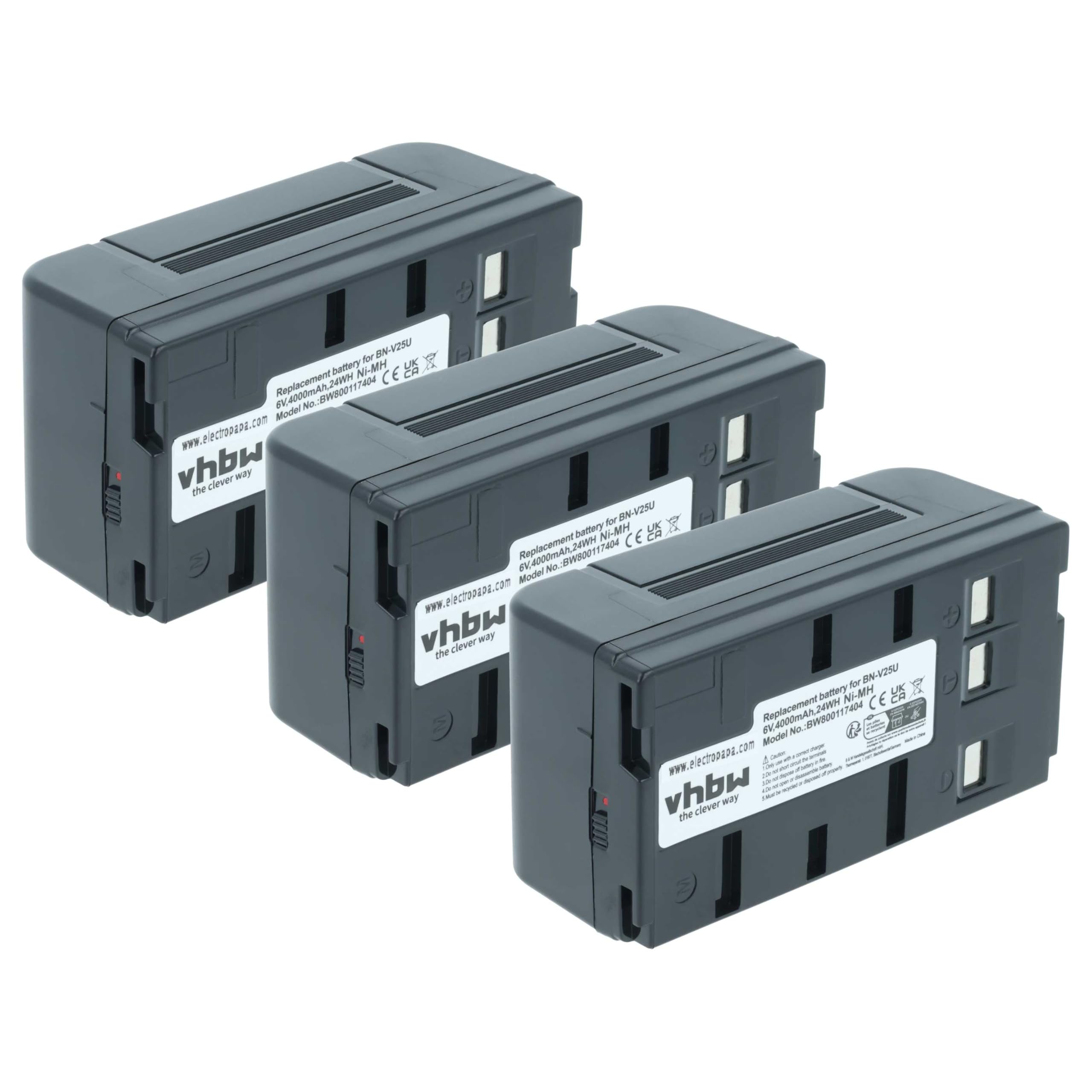 vhbw 3 x bateria kompatybilna z Panasonic PV-IQ404A, PV-IQ404, PV-IQ405, PV-IQ504, PV-IQ503, PV-IQ525, PV-IQ505 kamera (4000 mAh, 6 V, NiMH)