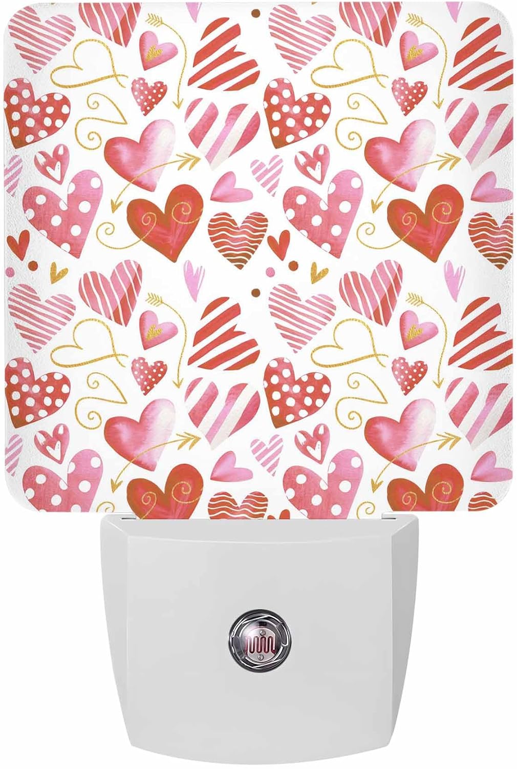 Valentine's Day Pink Night Lights Plug into Wall Heart Red Plug in Night Light Watercolor Valentines Day LED Lights with Auto Dusk-to-Dawn Sensor for Bedroom Bathroom Kitchen Nursery