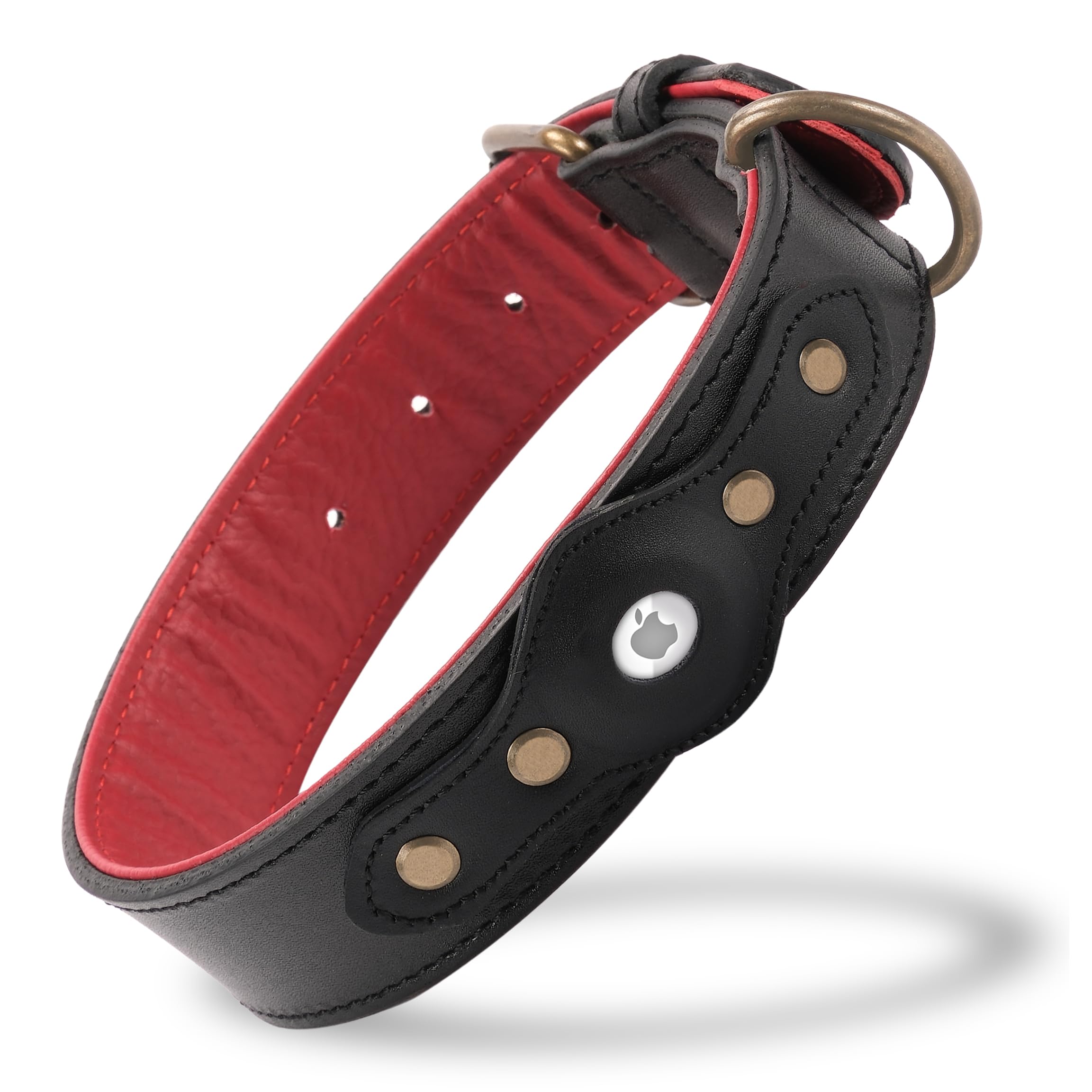 Filbert Lederhalsband Mit Integriertem AirTag-Schlitz – Wasserdicht, Verstellbar, Für Große Hunde
