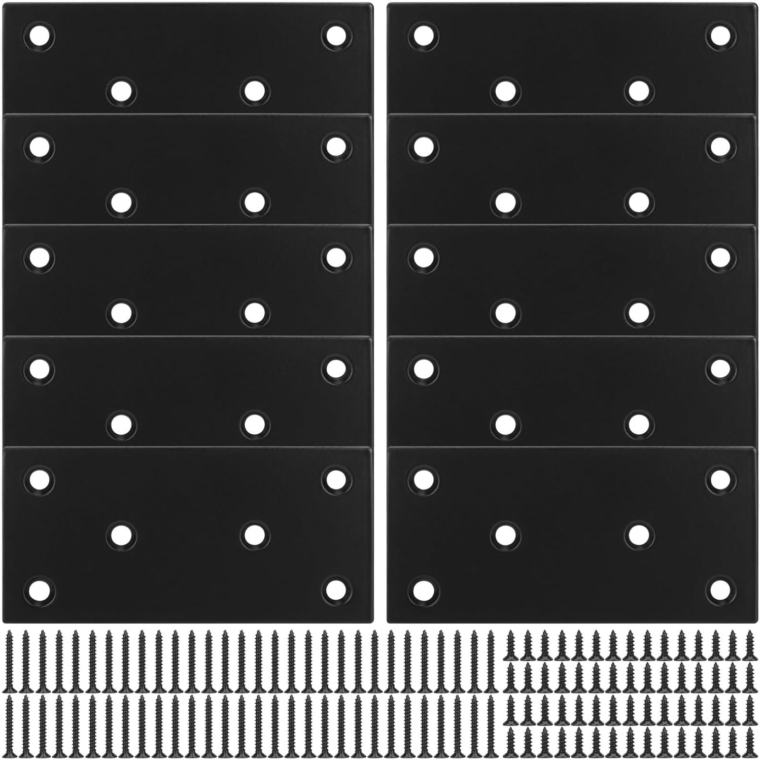 Black Mending Plate 48x100mm Steel Flat MLK with Screws 4 Pack