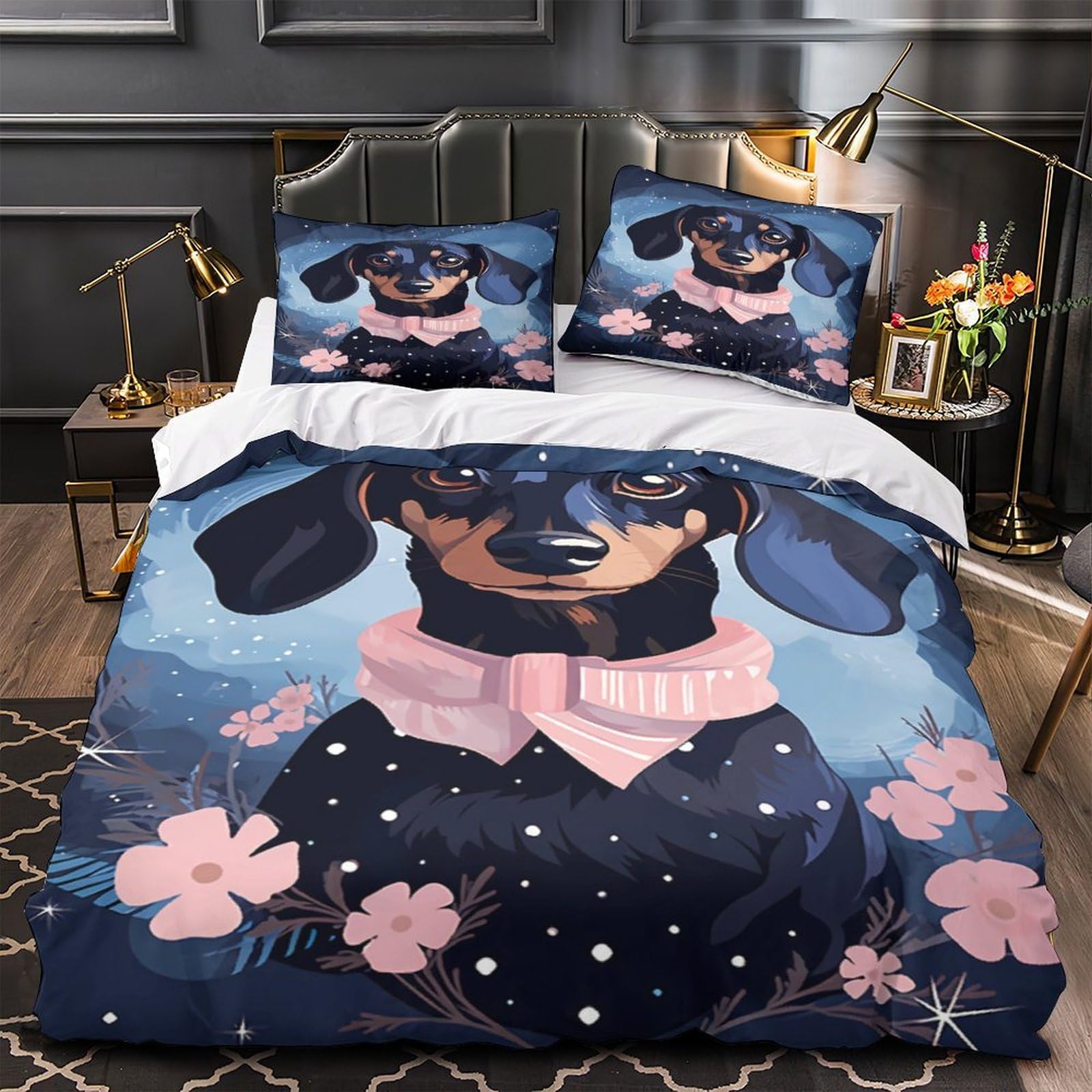 Housse de couette teckel 200x200cm parure de lit pour chambre ado garçon