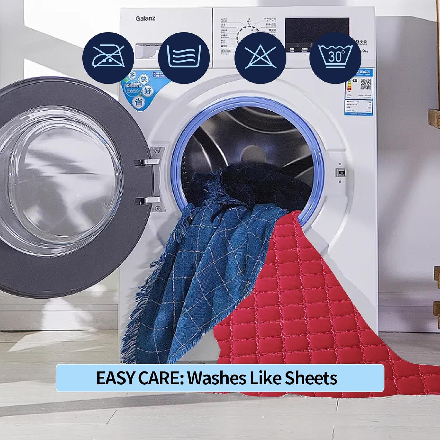 Waterproof Mattress Protector - King Size Mattress Pad Silent & Fitted Sheet Style | Full Bed Protection for Kids, Pets, Adults | Hypoallergenic, Machine Washable (Red, King)